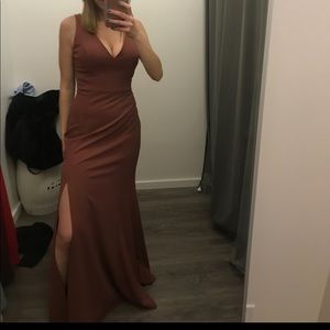Long burgundy dress with slit